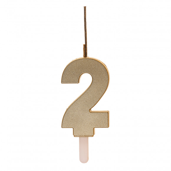 AVA selection IJsfontein + Kaars Cijfer 2 Goud 15cm