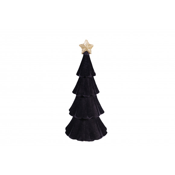 AVA selection Arbre Noël Flock Noir Étoile Pailletée D'Or 30cm Noir