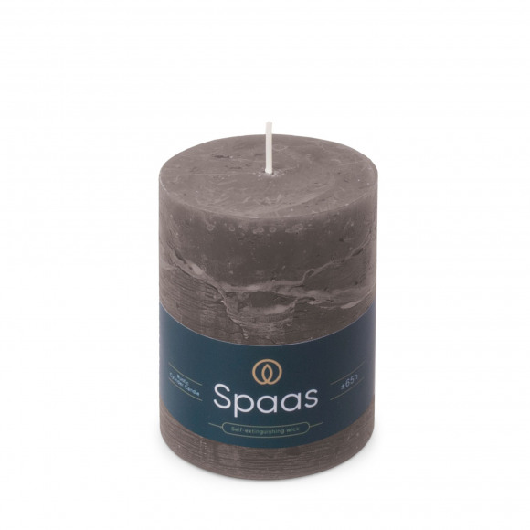 SPAAS Cilinderkaars Rustiek Taupe H 11cm Ø 8cm +/- 65u