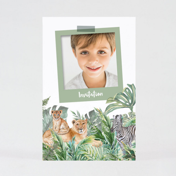 MA CRÉATION Carte d'invitation anniversaire enfant animaux de la savane Non applicable 1Size