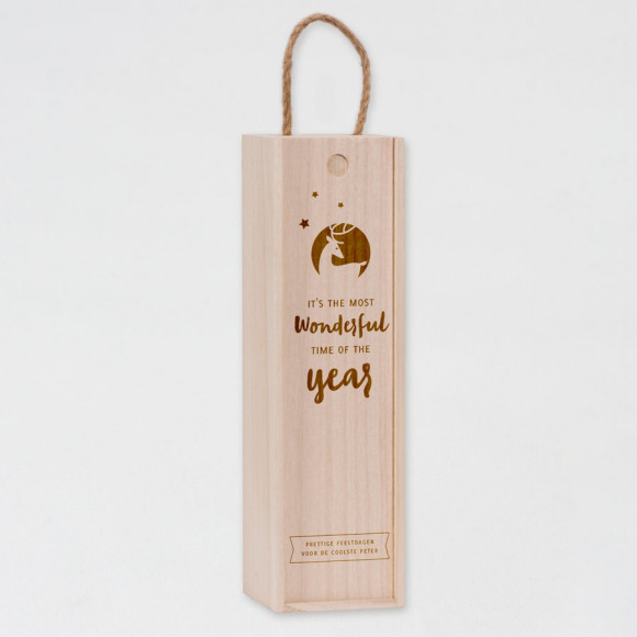 MA CRÉATION Houten wijnkistje met eigen tekst gelaserd 1Size