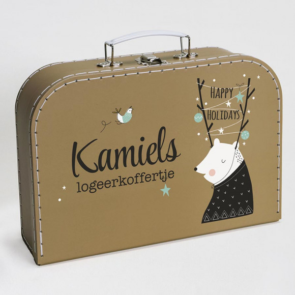MA CRÉATION Eco koffertje met rendier en naam 1Size