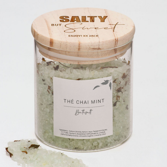 MIJN ONTWERP Glazen gepersonaliseerde pot met groen badzout 1Size