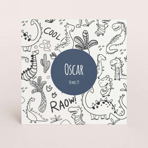 MIJN ONTWERP Communie uitnodiging met zwart witte illustraties 1Size