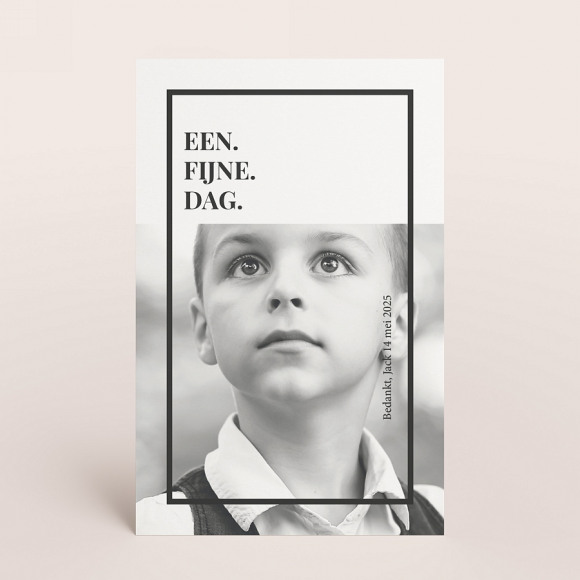 MIJN ONTWERP Minimal bedankkaartje zwart wit en foto 1Size