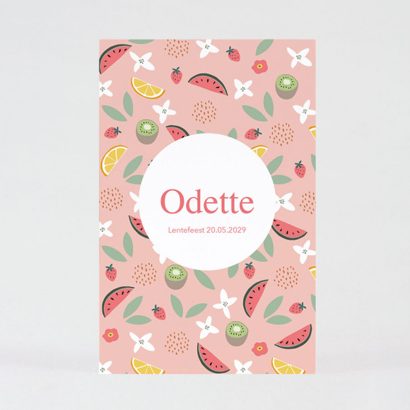 MIJN ONTWERP Fruitige communie uitnodiging 1Size