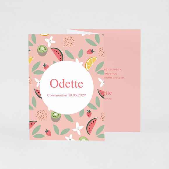 MIJN ONTWERP Fruitig bedankkaartje communie- of lentefeest 1Size