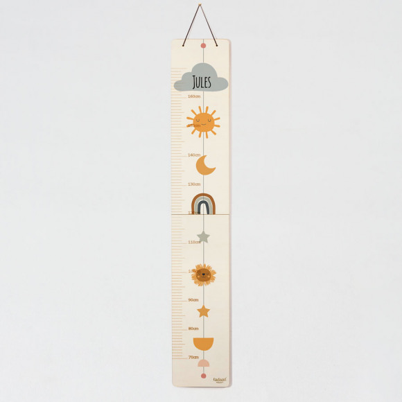 MIJN ONTWERP Houten groeimeter met regenboogjes 1Size