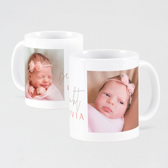 MIJN ONTWERP Lieve mok met twee foto's en tekst 1Size