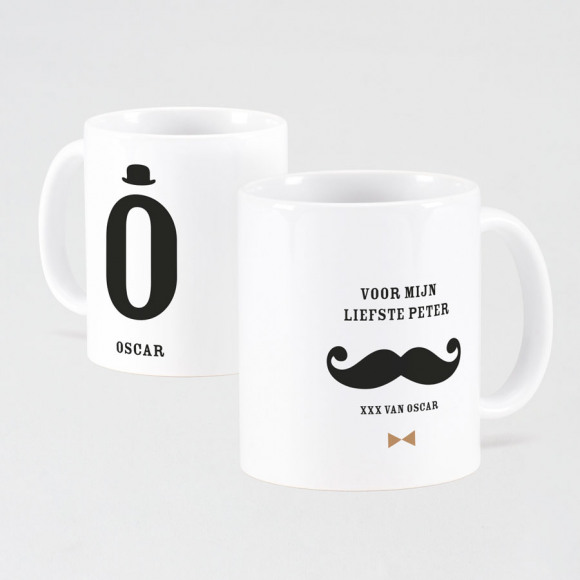 MIJN ONTWERP Hippe koffiemok met naam en initiaal 1Size