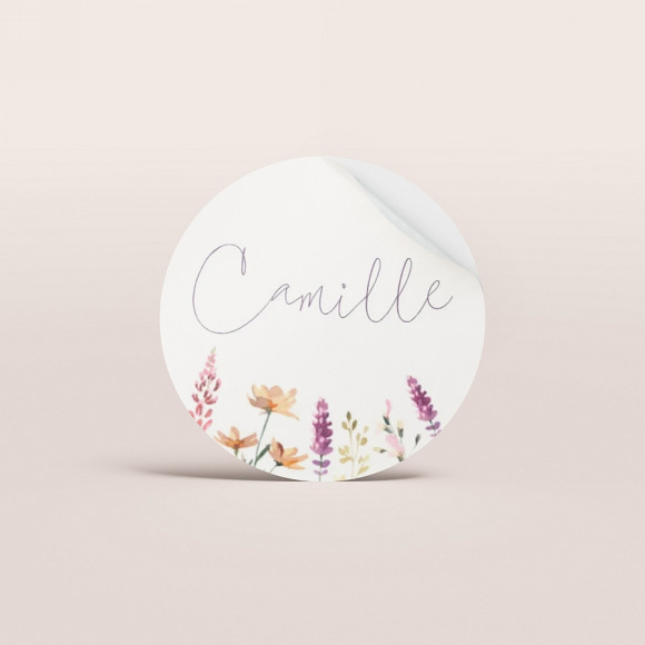 MA CRÉATION Sticker met naam en bloemetjes (3,7 cm) 1Size