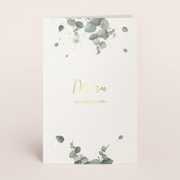 MA CRÉATION Menu mariage fleurs eucalyptus et dorure 1Size
