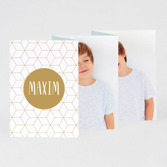 MA CRÉATION Carte de remerciements communion cubes 5 volets 1Size