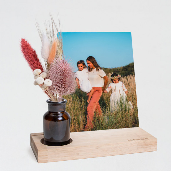 MA CRÉATION Support photo bois gravé minimaliste & vase fleurs séchées Non applicable 1Size