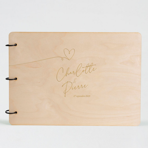 MA CRÉATION Livre d'or mariage en bois coeur gravé 1Size