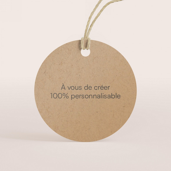 MA CRÉATION Etiquette contenant dragées ronde vierge 100% personnalisable kraft 1Size