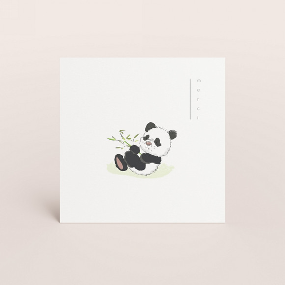 MA CRÉATION Carte remerciement naissance Panda et bambou 1Size