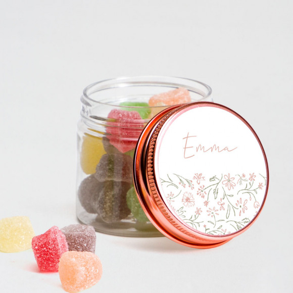 MA CRÉATION Rond naamstickertje met lieve bloempjes (4,4 cm) 1Size
