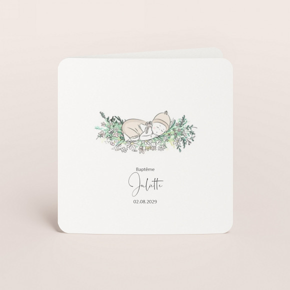 MIJN ONTWERP Faire part baptême Sieste florale 1Size