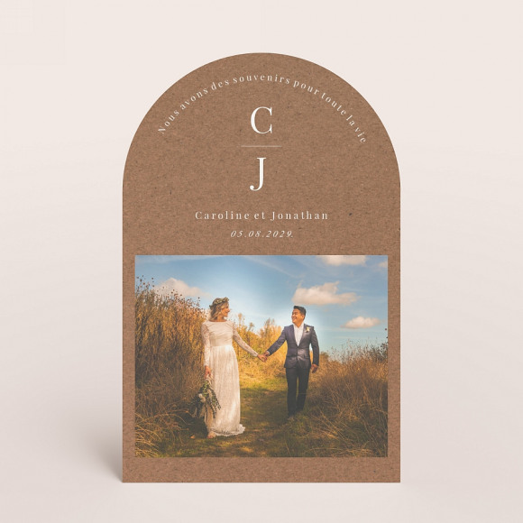 MA CRÉATION Carte remerciement mariage effet kraft 1Size