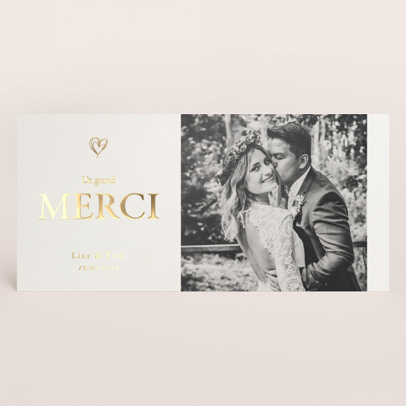 MA CRÉATION Carte remerciement mariage chic avec dorure 1Size