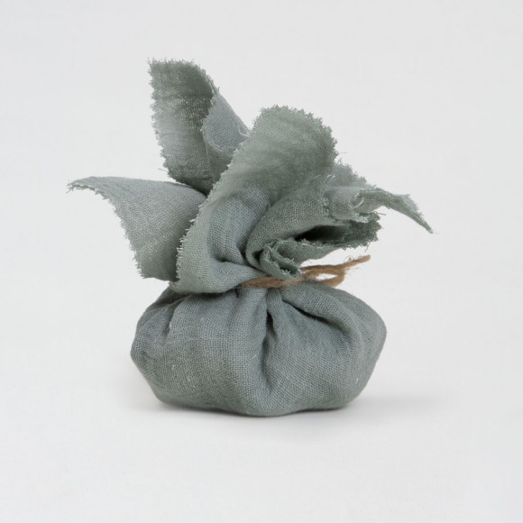 MIJN ONTWERP Contenant dragées baptême tissu vert de gris 1Size
