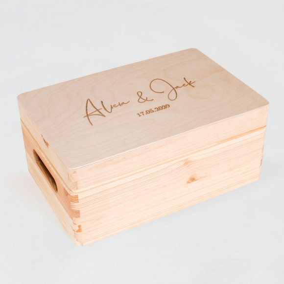 MIJN ONTWERP Urne en bois personnalisée avec charnière prénoms 1Size
