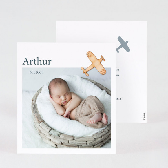 MIJN ONTWERP Carte remerciement naissance ARTHUR 1Size