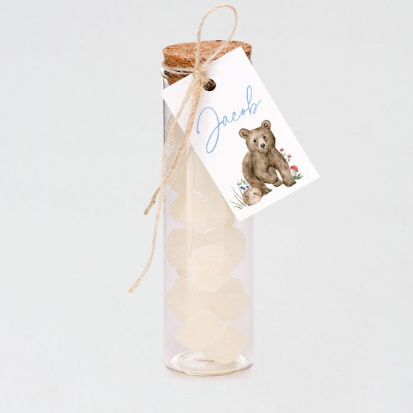 MIJN ONTWERP Geboortelabel met naam en schattig beertje 1Size