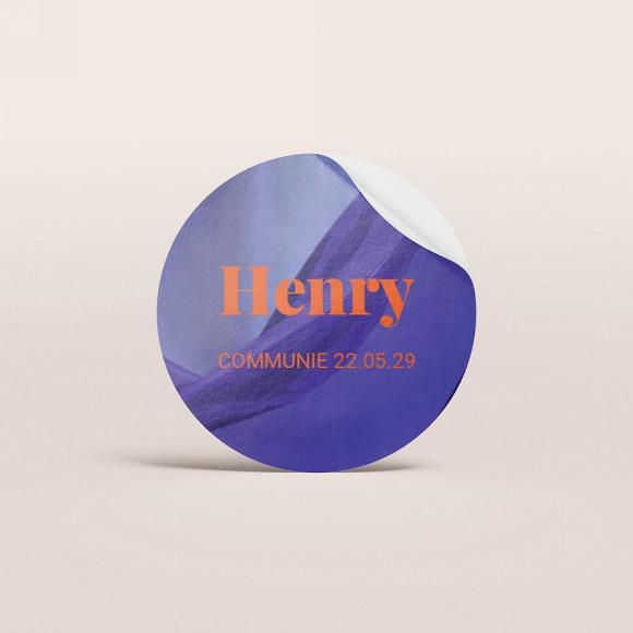 MIJN ONTWERP Colorblocking naamsticker blauw en oranje (3,7 cm) 1Size