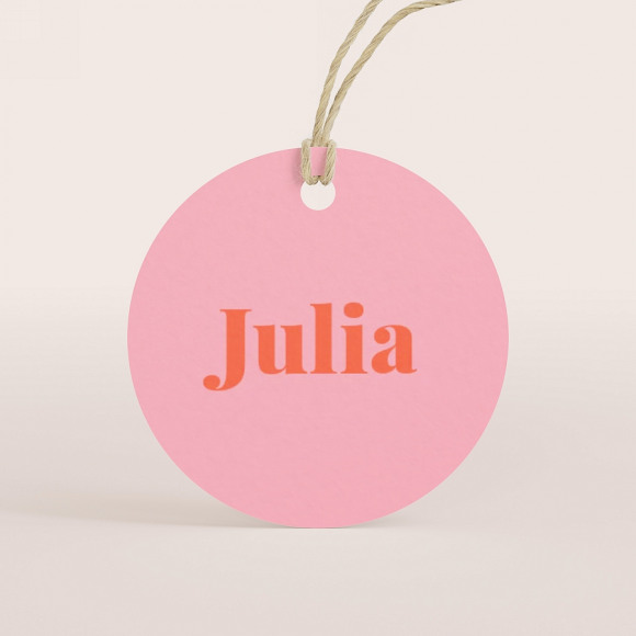 MIJN ONTWERP Rond roze label met naam 1Size