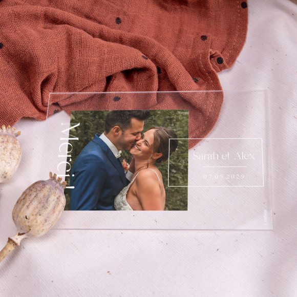 MIJN ONTWERP Remerciement mariage plexiglas format paysage 1Size