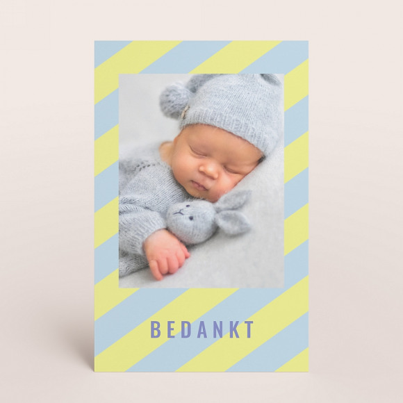 MA CRÉATION Geboorte bedankkaartje met foto en strepen 1Size