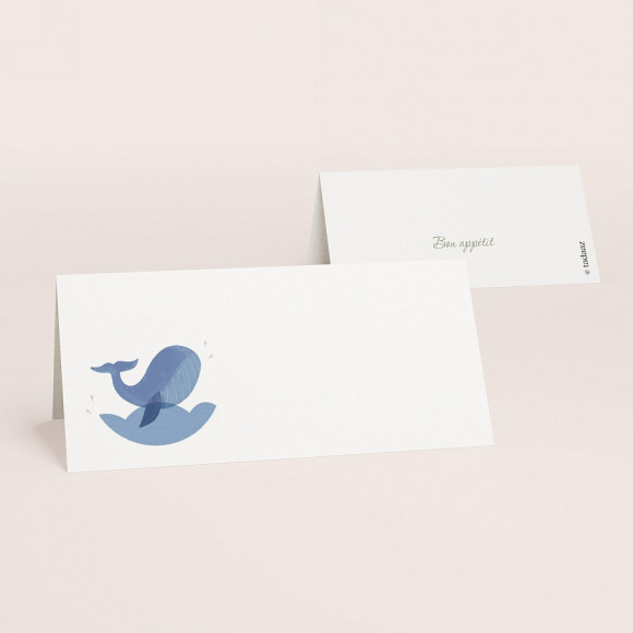 MIJN ONTWERP Marque-place baptême baleine en balade 1Size