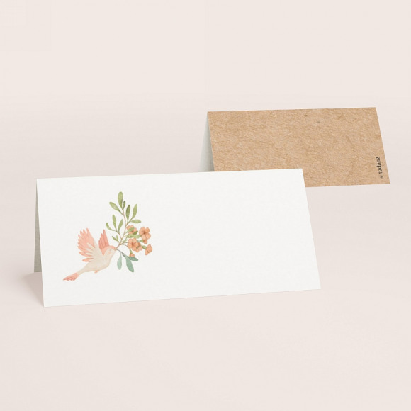 MIJN ONTWERP Marque place baptême colombe champêtre 1Size