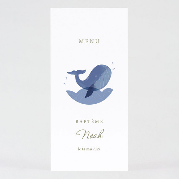 MA CRÉATION Menu baptême baleine rigolote 1Size