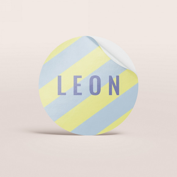 MIJN ONTWERP Ronde naamsticker met streepjes (4,4cm) 1Size