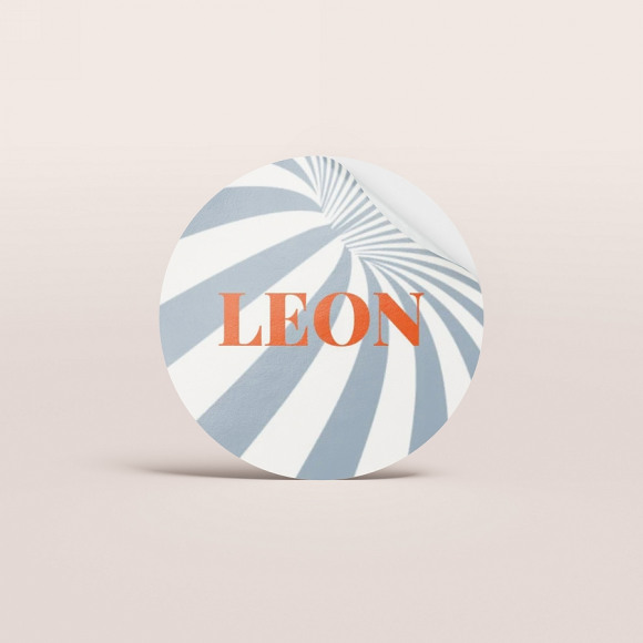 MA CRÉATION Ronde naamsticker colorblocking met blauwe strepen (3,7cm) 1Size