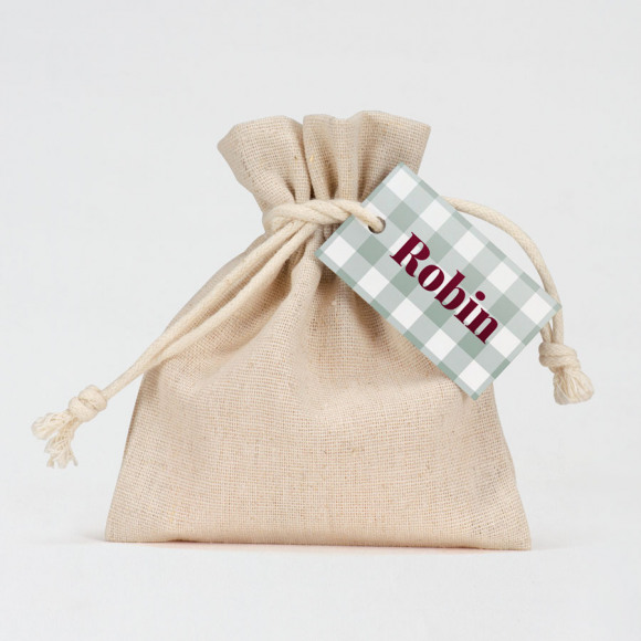 MA CRÉATION Label met ruitjes en babynaam 1Size