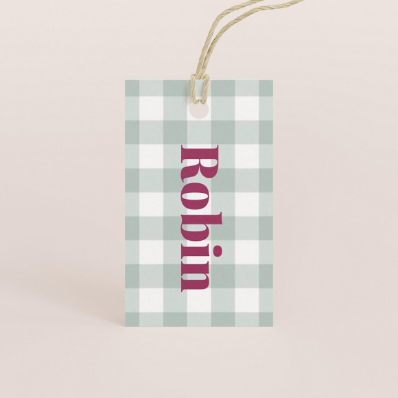 MA CRÉATION Label met ruitjes en babynaam 1Size