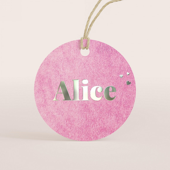 MIJN ONTWERP Label in velvetlook met naam in folie 1Size