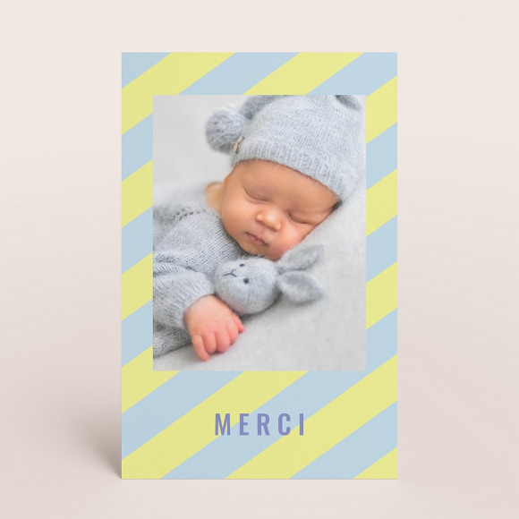 MA CRÉATION Carte remerciement naissance à rayure 1Size