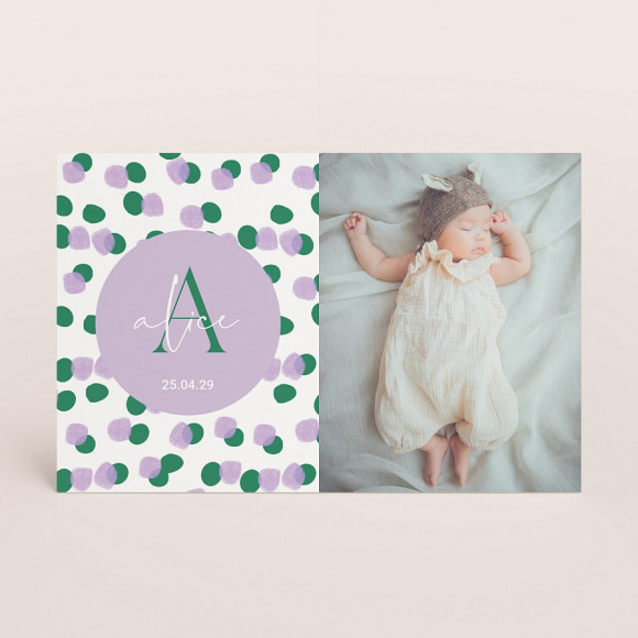 MIJN ONTWERP Faire part naissance créatif à pois 1Size
