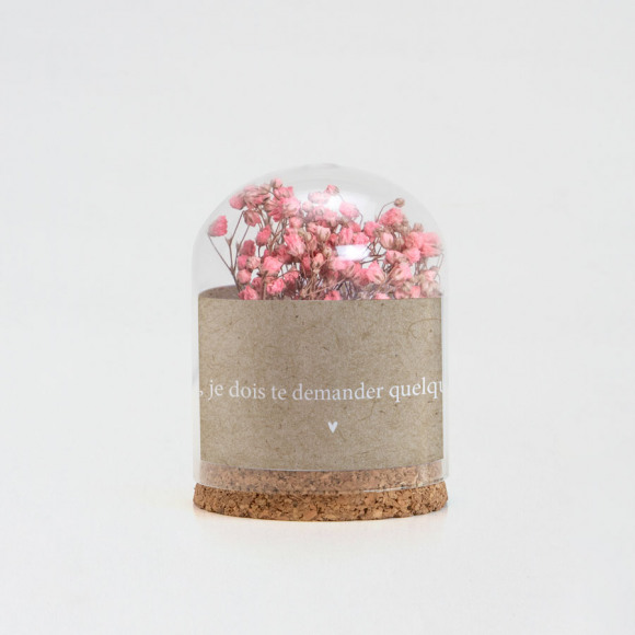 MIJN ONTWERP Petite cloche en verre avec message et fleurs séchées 1Size