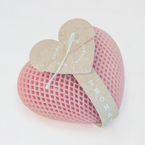 MIJN ONTWERP Bougie coeur rose habillage romantique 1Size