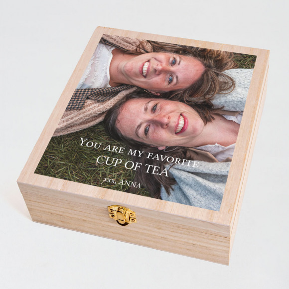 MIJN ONTWERP Theedoos hout met eigen foto en tekst 1Size
