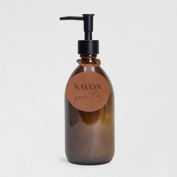 MIJN ONTWERP Distributeur de savon avec étiquette ronde imitation cuir NoColour 1Size