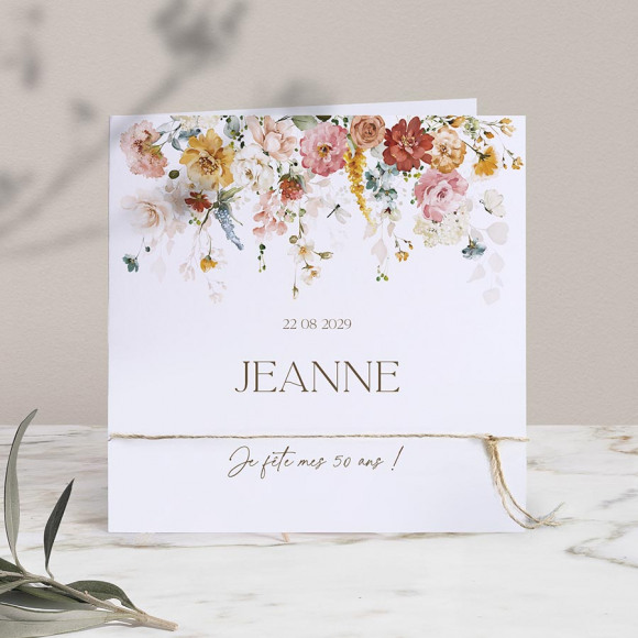 MA CRÉATION Invitation anniversaire bohème aquarelle 1Size