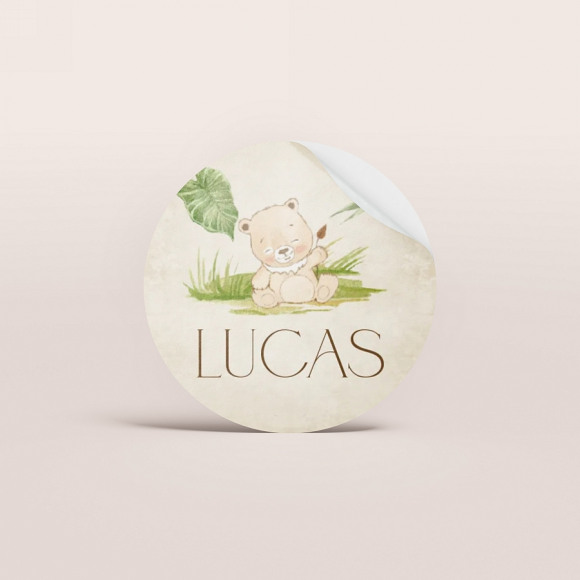 MA CRÉATION Ronde sticker met leeuwtje en naam (3,7cm) 1Size