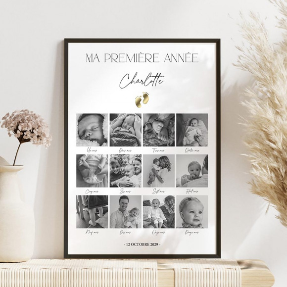 MA CRÉATION Affiche murale les 12 premiers mois de bébé 1Size